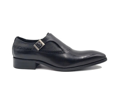 Carrucci Shoes Plain Toe Single Monk Loafer Calf Leather KS50305