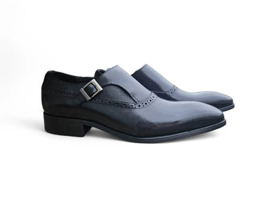 Carrucci Shoes Plain Toe Single Monk Loafer Calf Leather KS50305