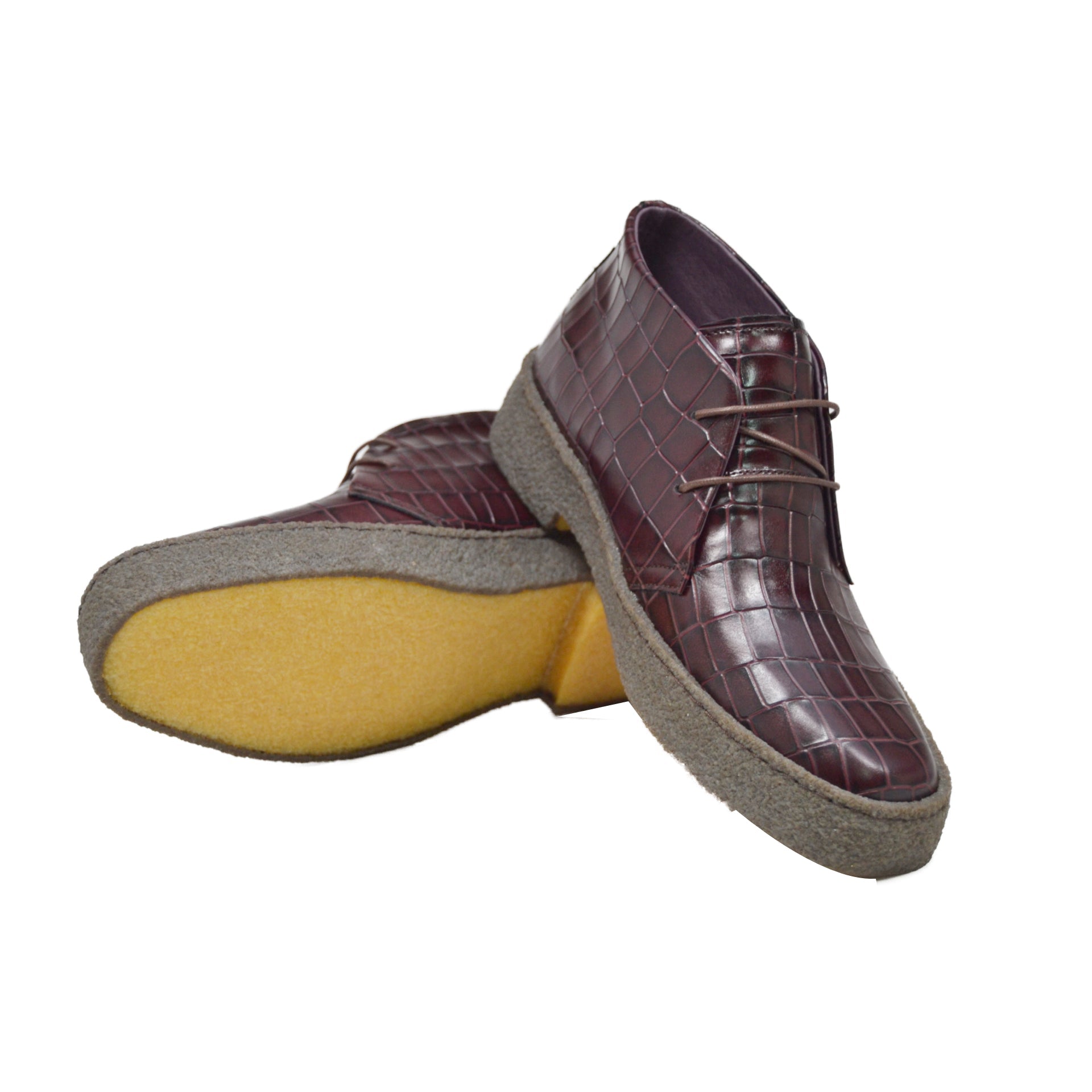 British Walkers Playboy Original Men's High Top Croc Leather Shoes with Gummy Soles view 2