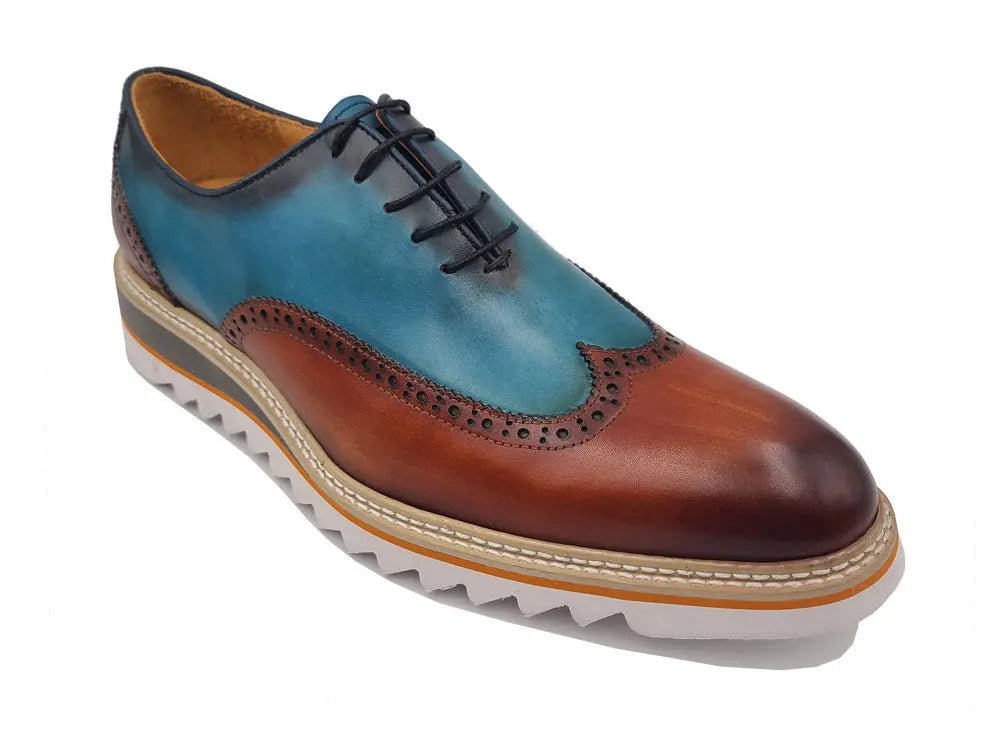 Carrucci Shoes Premium Patina Finish Two Tone Oxford Wingtip Ks55216t