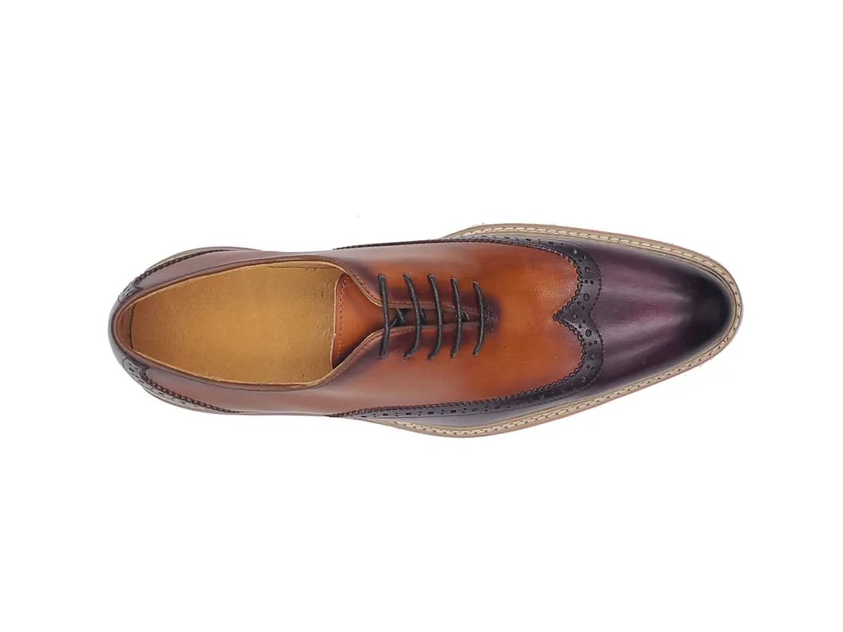 Carrucci Shoes Premium Patina Finish Two Tone Oxford Wingtip Ks55216t