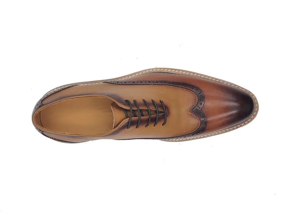 Carrucci Shoes Premium Patina Finish Two Tone Oxford Wingtip Ks55216t