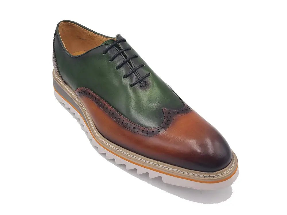 Carrucci Shoes Premium Patina Finish Two Tone Oxford Wingtip Ks55216t