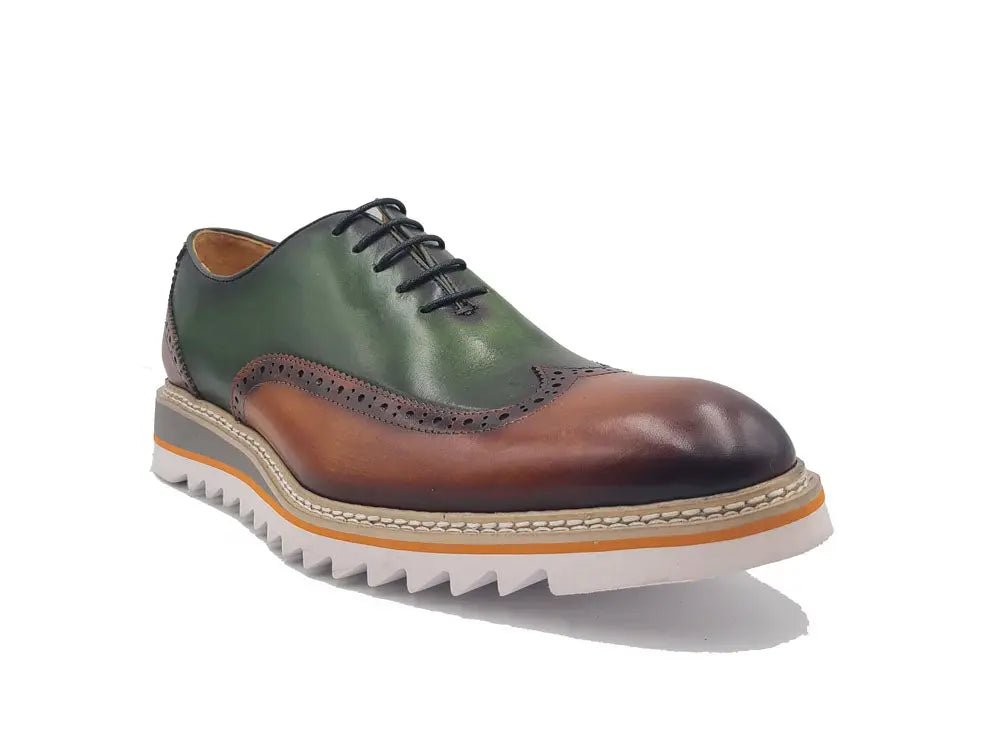 Carrucci Shoes Premium Patina Finish Two Tone Oxford Wingtip Ks55216t