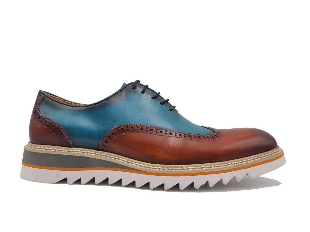 Carrucci Shoes Premium Patina Finish Two Tone Oxford Wingtip Ks55216t