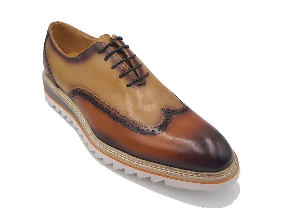 Carrucci Shoes Premium Patina Finish Two Tone Oxford Wingtip Ks55216t
