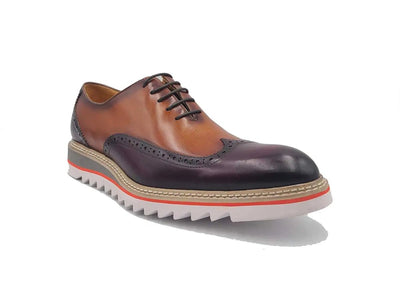 Carrucci Shoes Premium Patina Finish Two Tone Oxford Wingtip Ks55216t