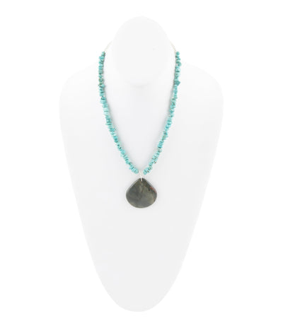 Pueblo Blue Turquoise Magnesite and Jasper Sterling Silver Necklace