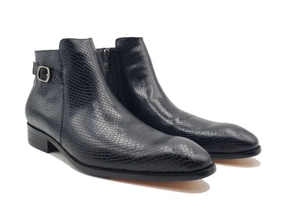 Carrucci Shoes Python Printed Calfskin Buckle Strap Boot KB47821E