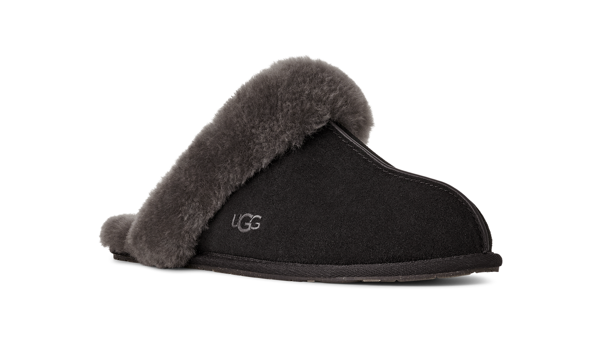 UGG Scuffette II Womens Slippers — Black/Grey Suede