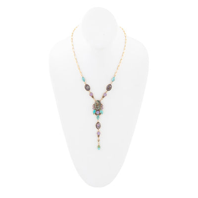 Regalia Blue Abalone Golden Y Necklace