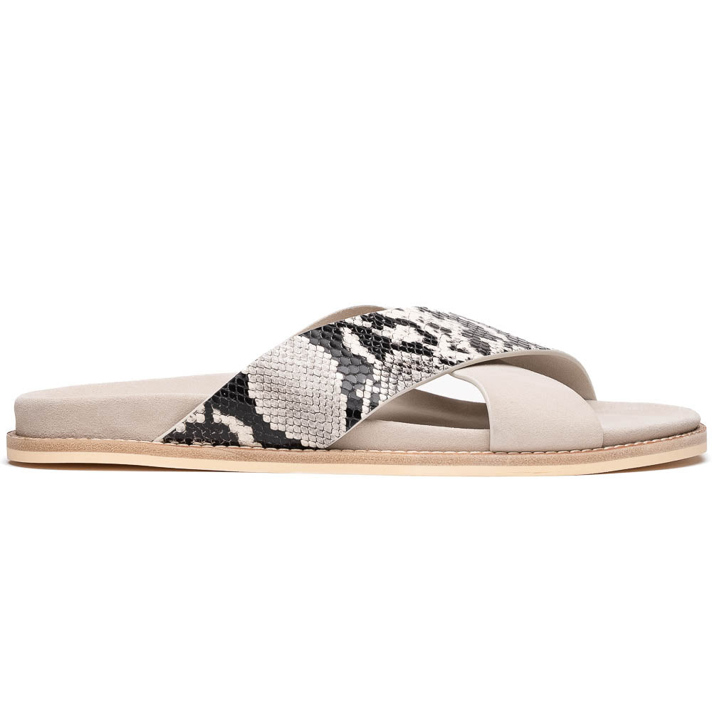 Zelli Italia 06-105-TPE RENA Italian Goatskin Suede Python Embossed Slide Taupe Front View