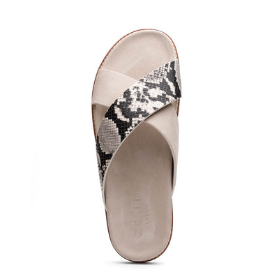 Zelli Italia 06-105-TPE RENA Italian Goatskin Suede Python Embossed Slide Taupe Back View