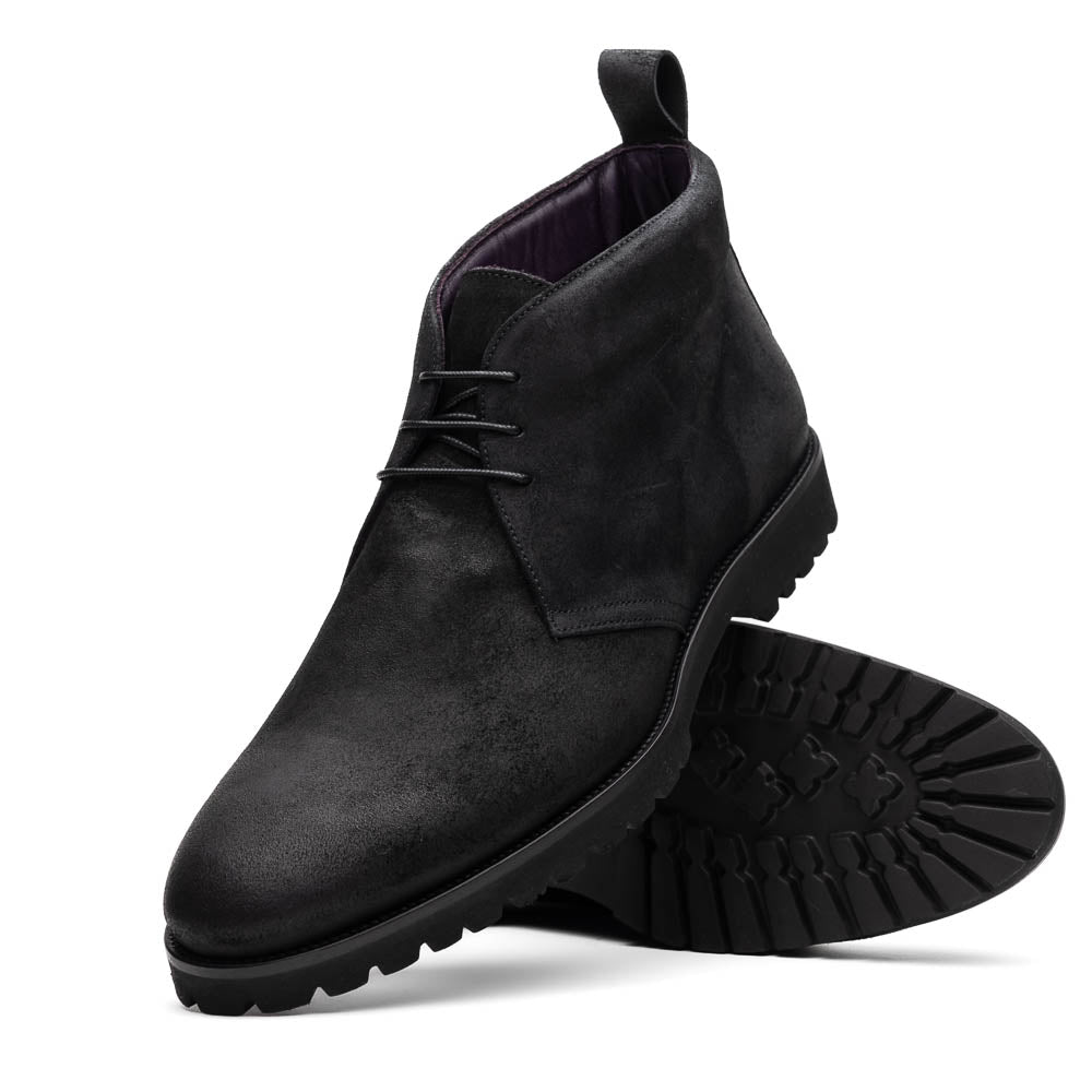 Zelli Italia Men's 46-602-BLK REZZA Suede Calfskin Chukka Boot Black