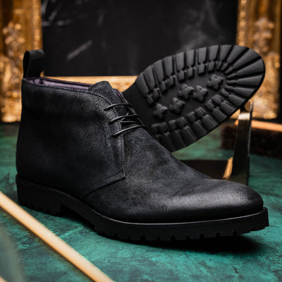 Zelli Italia Men's 46-602-BLK REZZA Suede Calfskin Chukka Boot Black