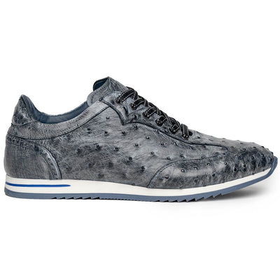Zelli Italia Men's 63-112-BLK RIO Ostrich Quill Sneakers, Black Denim