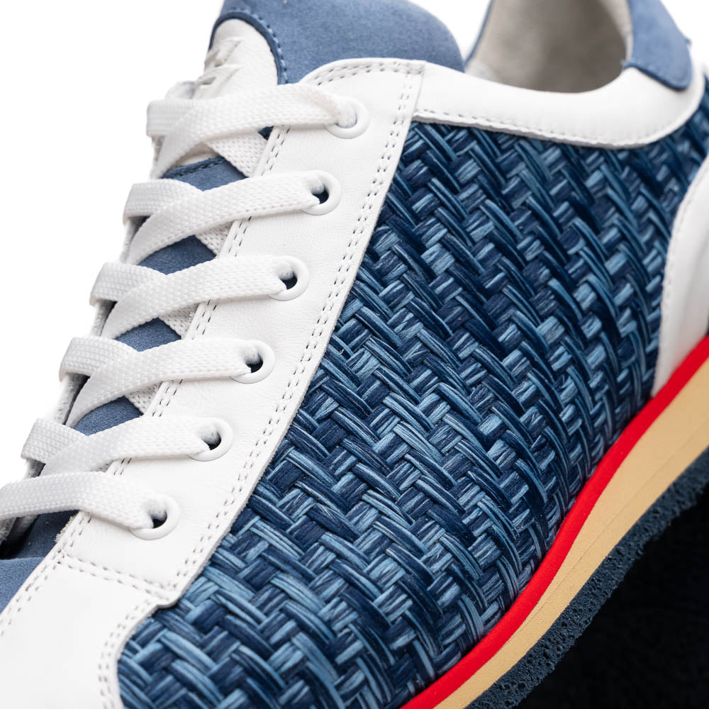 Zelli Italia Men's 65-375-BLU RIPI Calfskin Hand Weave Sneaker Blue