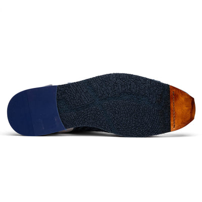 Zelli Italia Men's 65-375-BLU RIPI Calfskin Hand Weave Sneaker Blue
