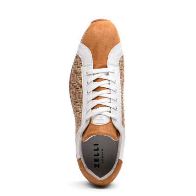 Zelli Italia Men's 65-375-BRN RIPI Calfskin Hand Weave Sneaker Brown
