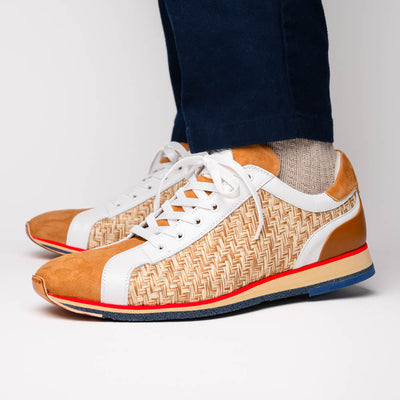 Zelli Italia Men's 65-375-BRN RIPI Calfskin Hand Weave Sneaker Brown