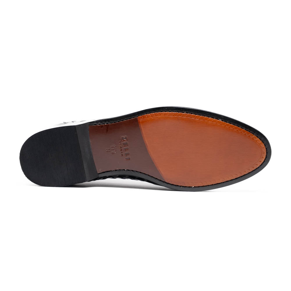 Zelli Italia 15-250-BLK RIVIERA Basketweave Calfskin Tassel Loafer, Black Detail View