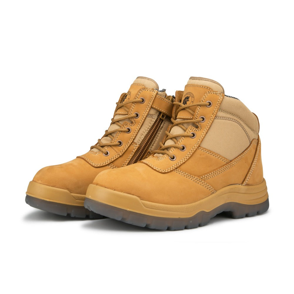 ROCKROOSTER Cortez Tan 6 Inch Zip-sided Steel toecap Leather Work Boots AK050 – side view