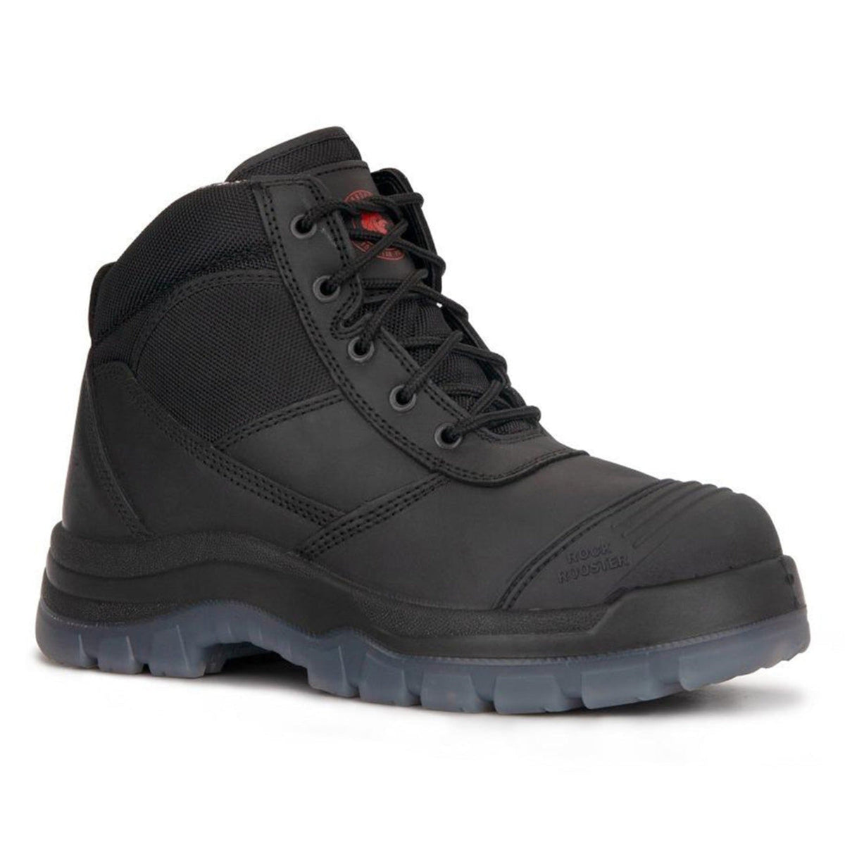 ROCKROOSTER Crisson Black 6 inch Zip sided Steel Toe Leather Work Boots AK050BK – side view