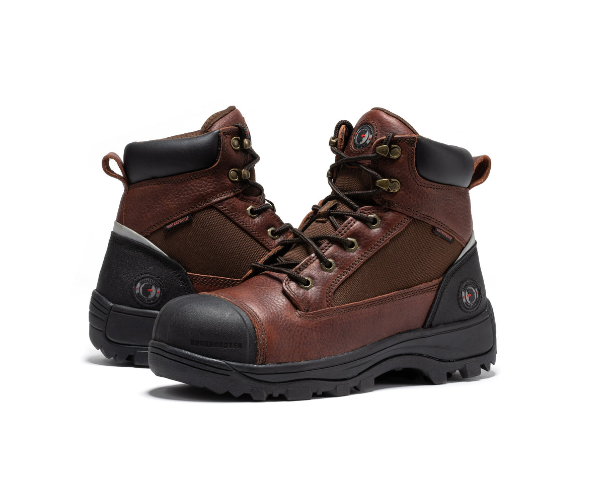ROCKROOSTER Daviston 6 inch Brown Composite Toe Waterproof Work Boots AT872 – product view 9