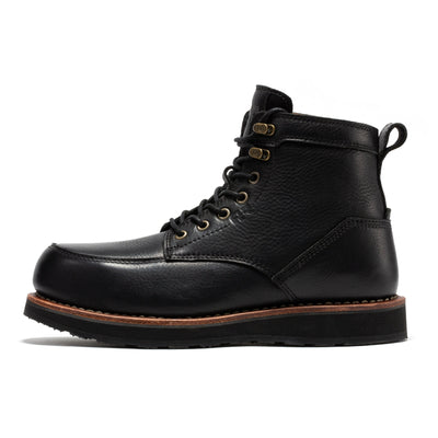 ROCKROOSTER Edgewood Men's 6 Inch Black Steel Toe Wedge Work Boots SAP610BK