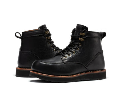 ROCKROOSTER Edgewood Men's 6 Inch Black Steel Toe Wedge Work Boots SAP610BK