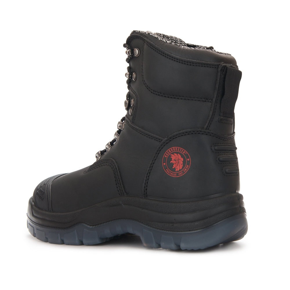 ROCKROOSTER Kensington Black 7 inch Zip-sided Steel Toe Leather Work Boots AK245Z – side view