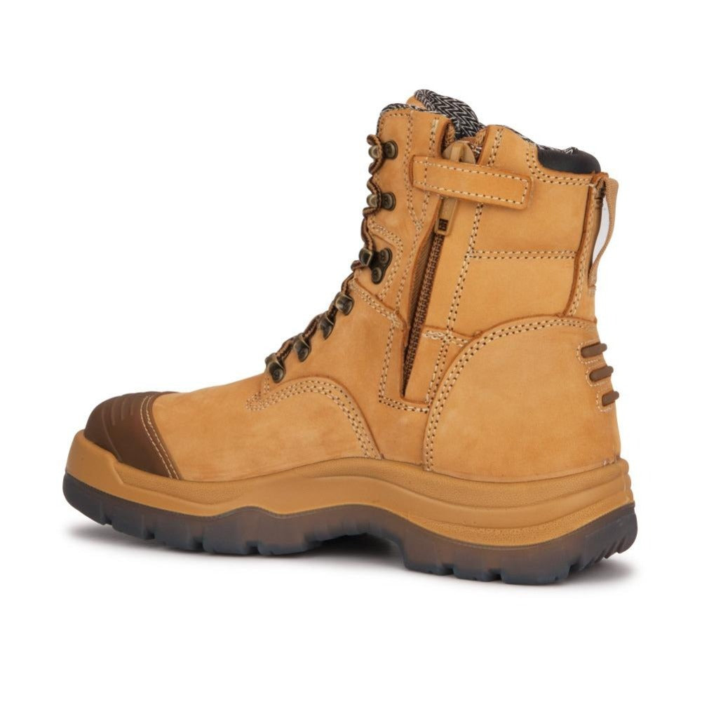 ROCKROOSTER Kimberly Tan 7 inch Zip-sided Steel Toe Leather Work Boots AK232Z – side view