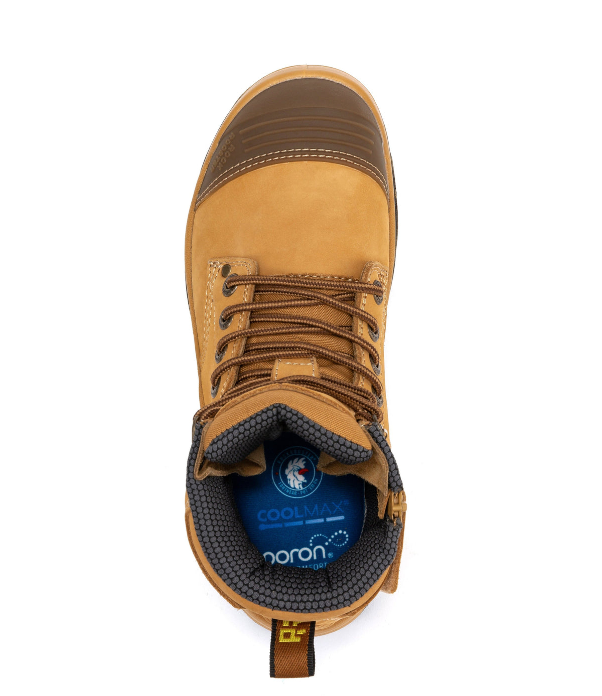 ROCKROOSTER Madison Tan 6 inch Zip-sided Steel Toe Leather Work Boots AK052 – side view