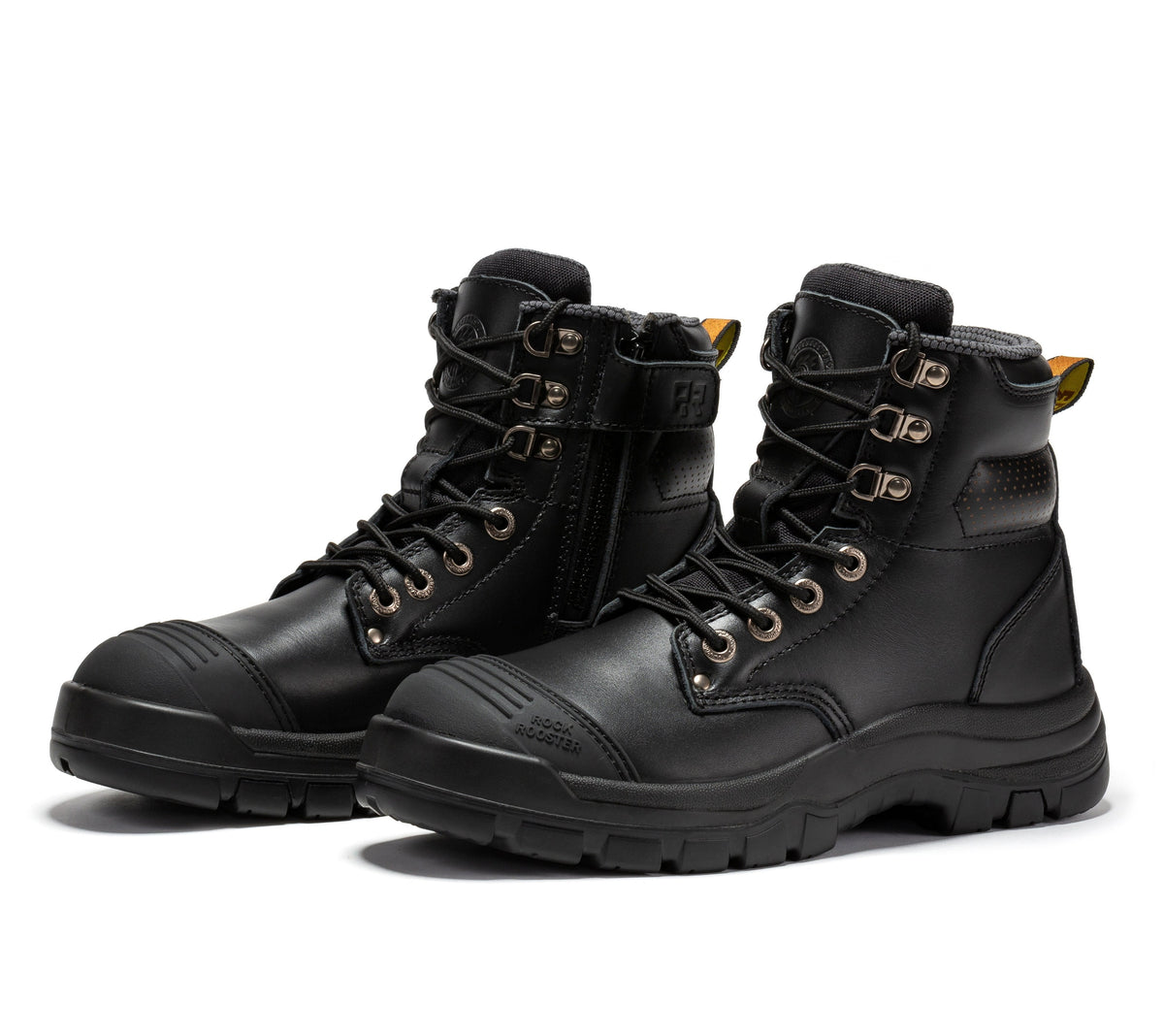 ROCKROOSTER Madison Tan 6 inch Zip-sided Steel Toe Leather Work Boots AK052 – side view