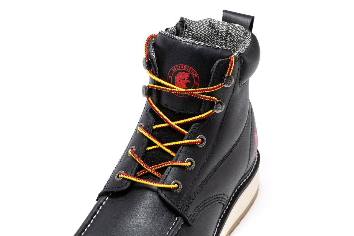 ROCKROOSTER Magnolia Men's 6 inch Black Soft Toe Zip Sided Wedge Work Boots SAP310 – side view