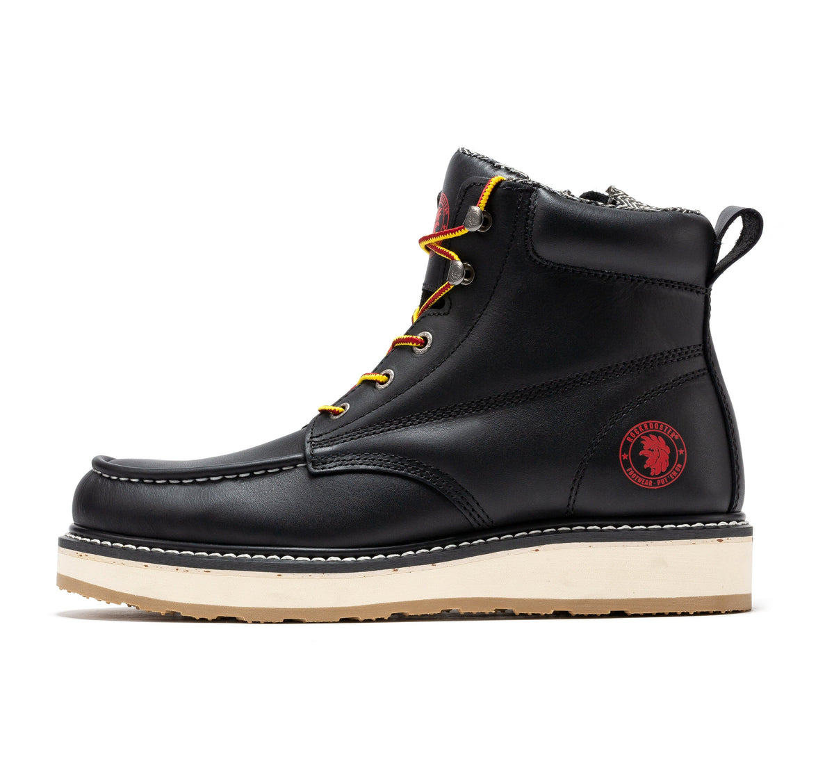 ROCKROOSTER Magnolia Men's 6 inch Black Soft Toe Zip Sided Wedge Work Boots SAP310 – side view