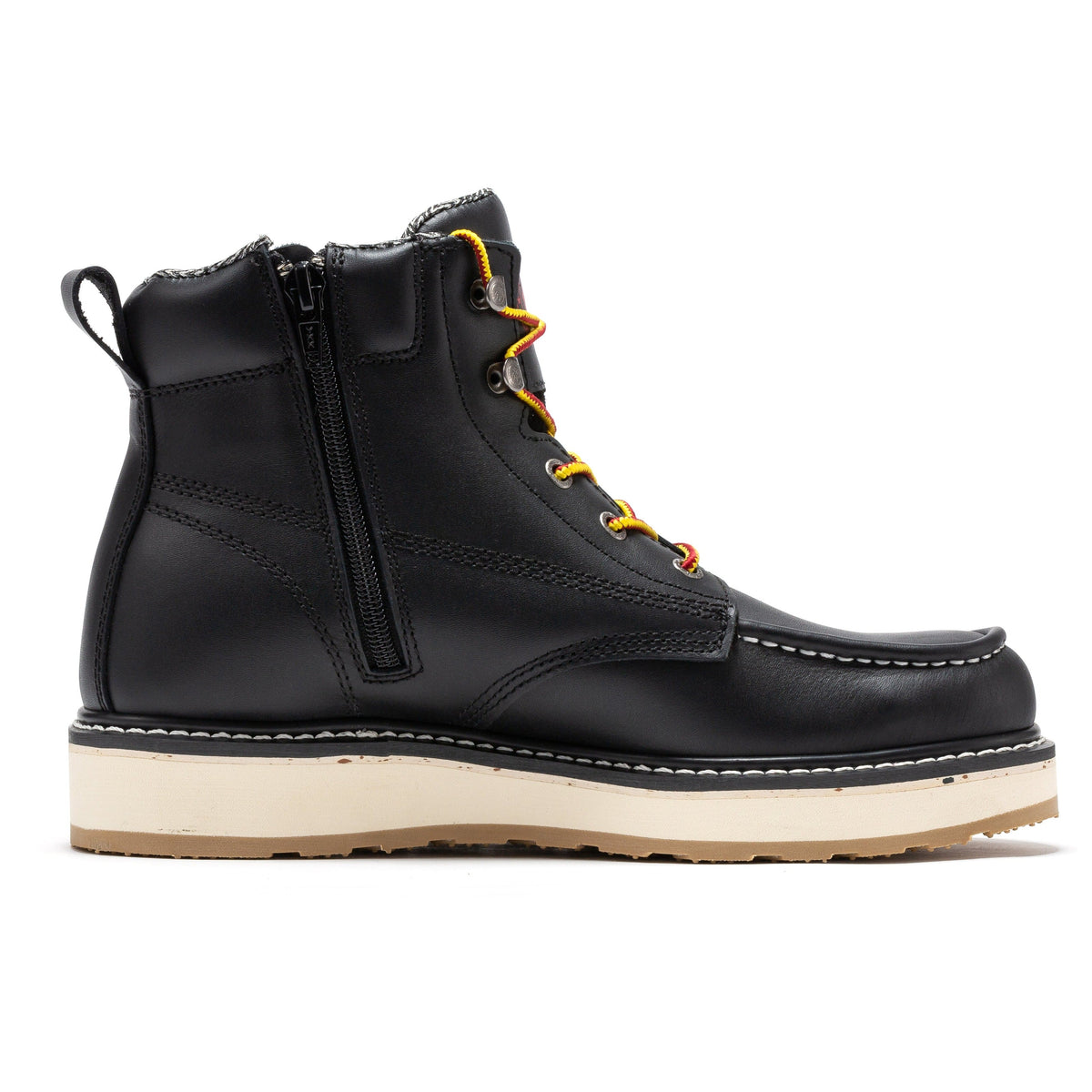 ROCKROOSTER Magnolia Men's 6 inch Black Soft Toe Zip Sided Wedge Work Boots SAP310 – side view