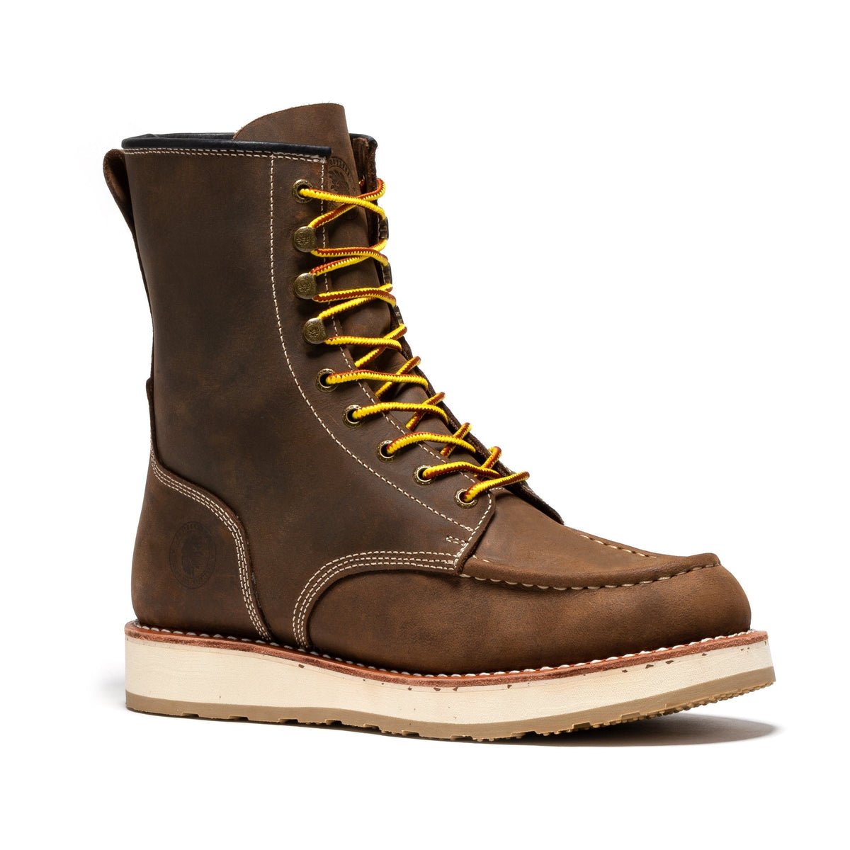 ROCKROOSTER Mantua Men's 8 inch Dark Brown Soft Toe Wedge Work Boots SAP308 – product view 1