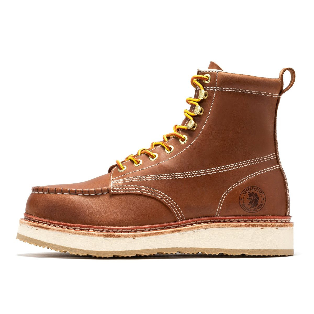 ROCKROOSTER Norwood Men's 6 inch Brown Steel Toe Wedge Work Boots SAP621 – product view 4