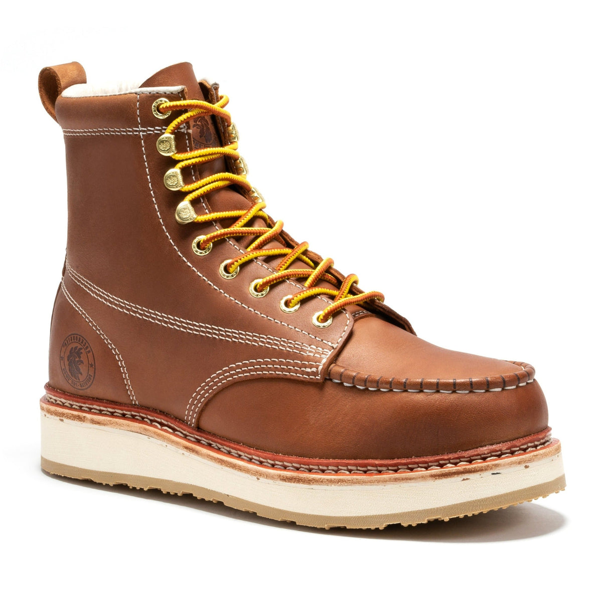 ROCKROOSTER Norwood Men's 6 inch Brown Steel Toe Wedge Work Boots SAP621 – product view 1