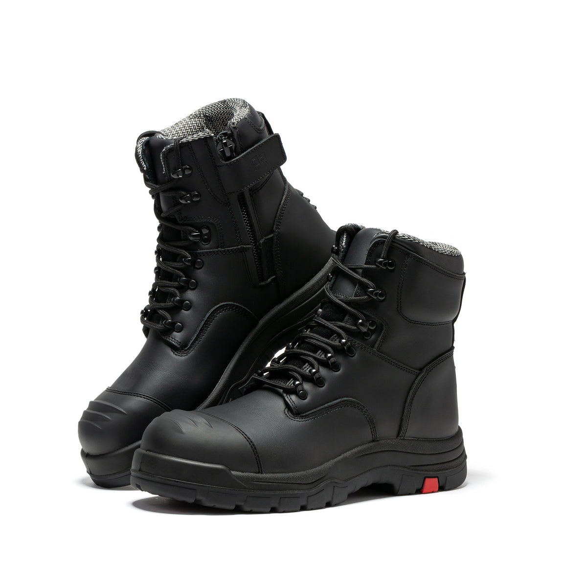 ROCKROOSTER Roslyn Black 7 inch Zip-sided Composite Toe Leather Work Boots CP245Z – side view