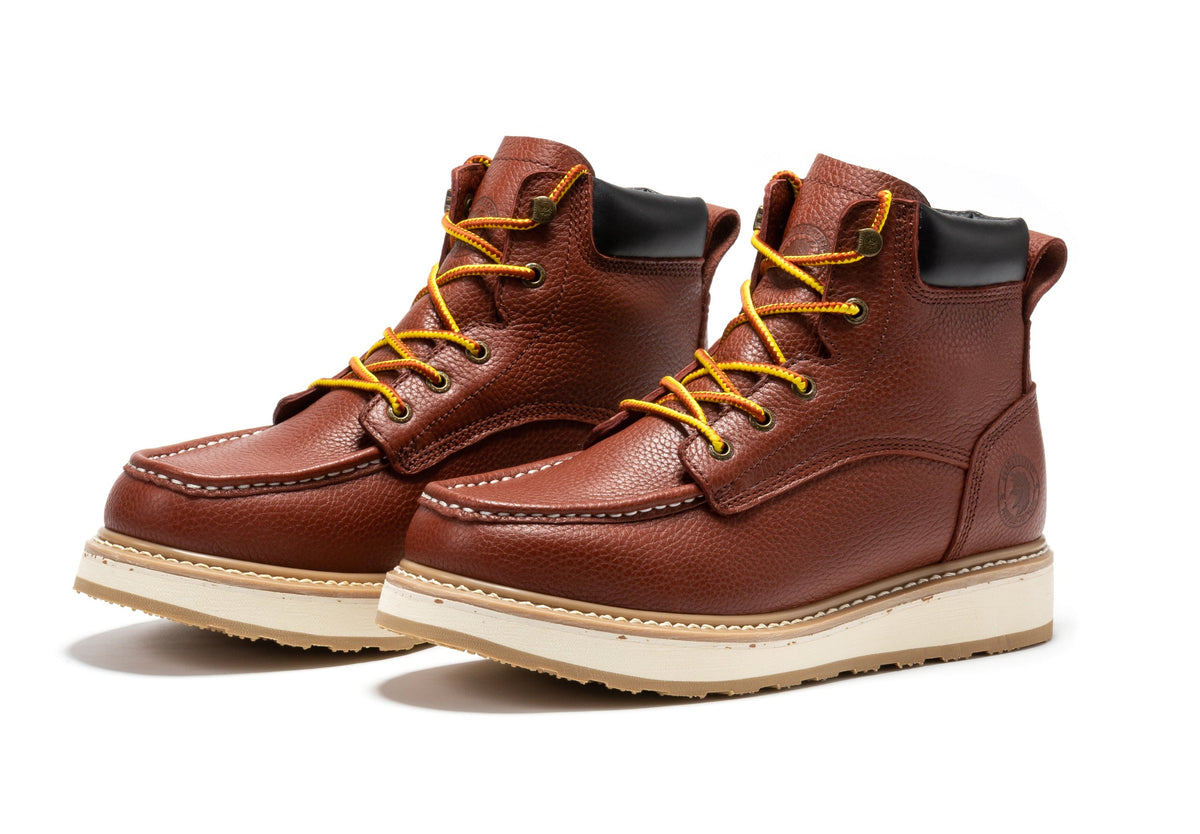 ROCKROOSTER Walker Men's 6 Inch Brown Soft Toe Wedge Work Boots SAP360 – product view 9