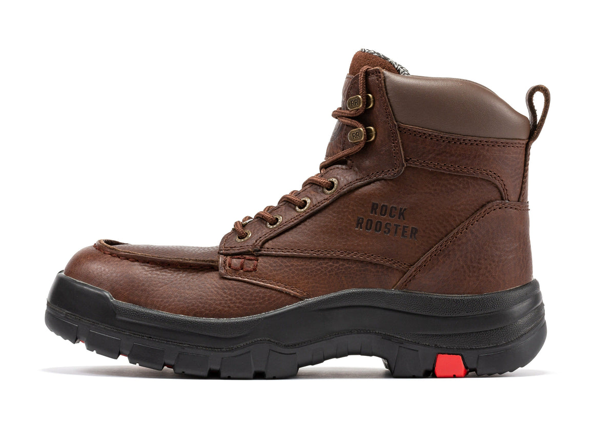ROCKROOSTER Zumbro 6 inch Wide, Soft Toe, Rubber Outsole, EH Protection, ASTM 2892, Work Boots AK371 – sole view