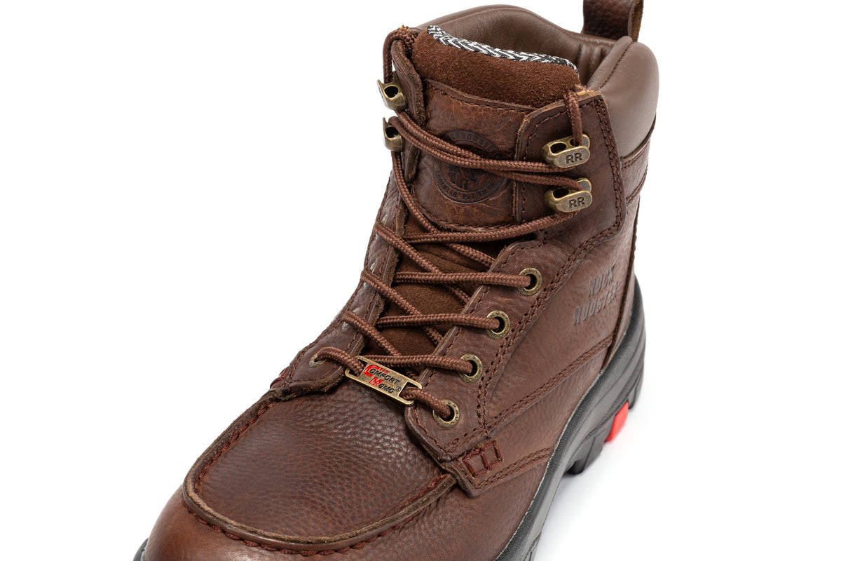 ROCKROOSTER Zumbro 6 inch Wide, Soft Toe, Rubber Outsole, EH Protection, ASTM 2892, Work Boots AK371 – sole view