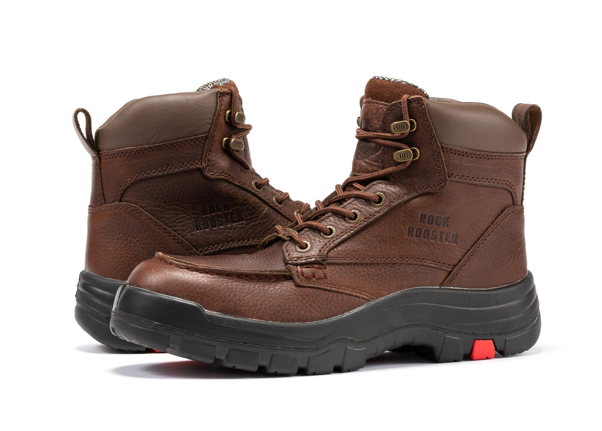 ROCKROOSTER Zumbro 6 inch Wide, Soft Toe, Rubber Outsole, EH Protection, ASTM 2892, Work Boots AK371 – sole view