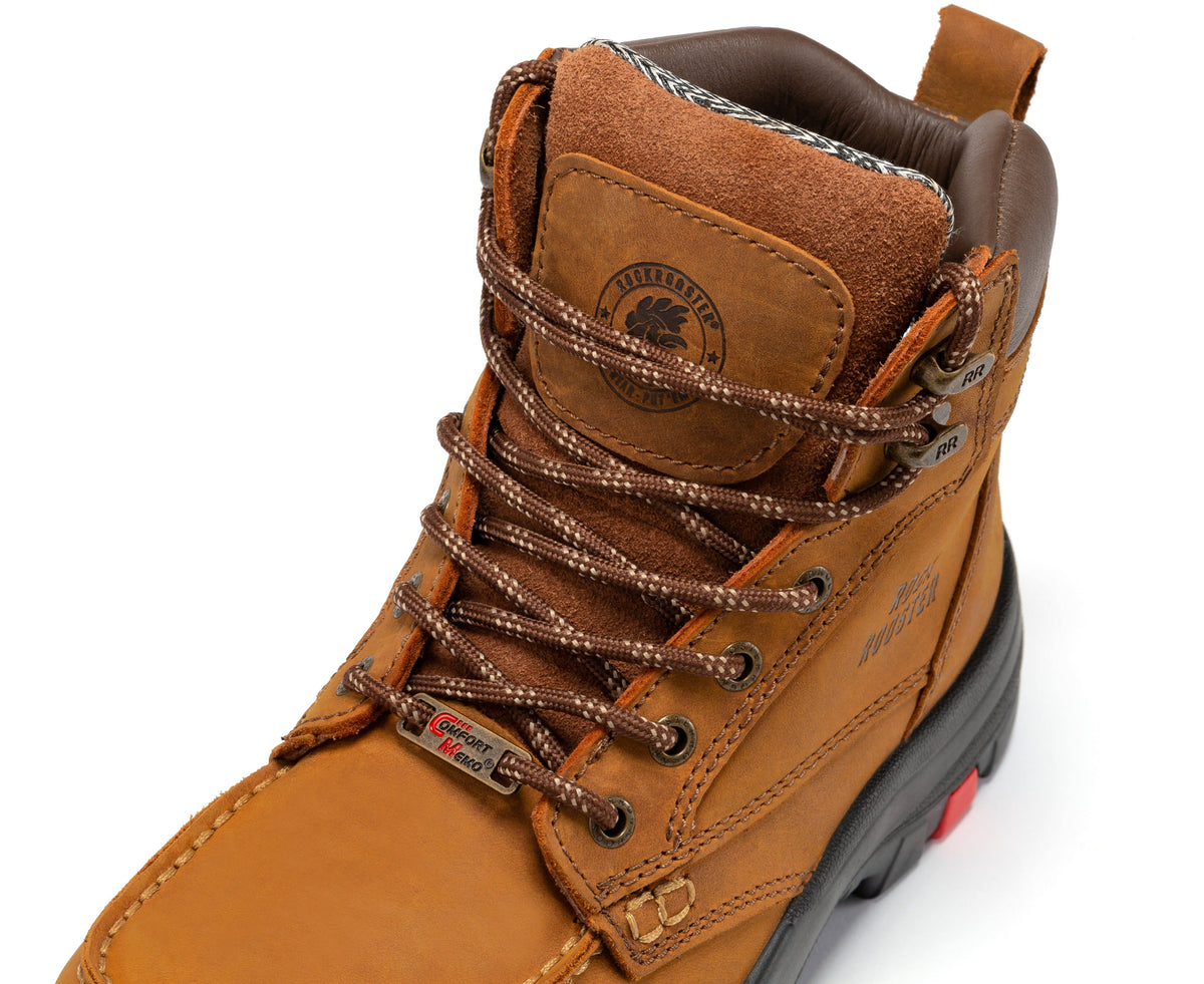 ROCKROOSTER Zumbro 6 inch Wide Steel Toe, Rubber Outsole, EH Protection,, ASTM 2413, Work Boots AK370 – sole view