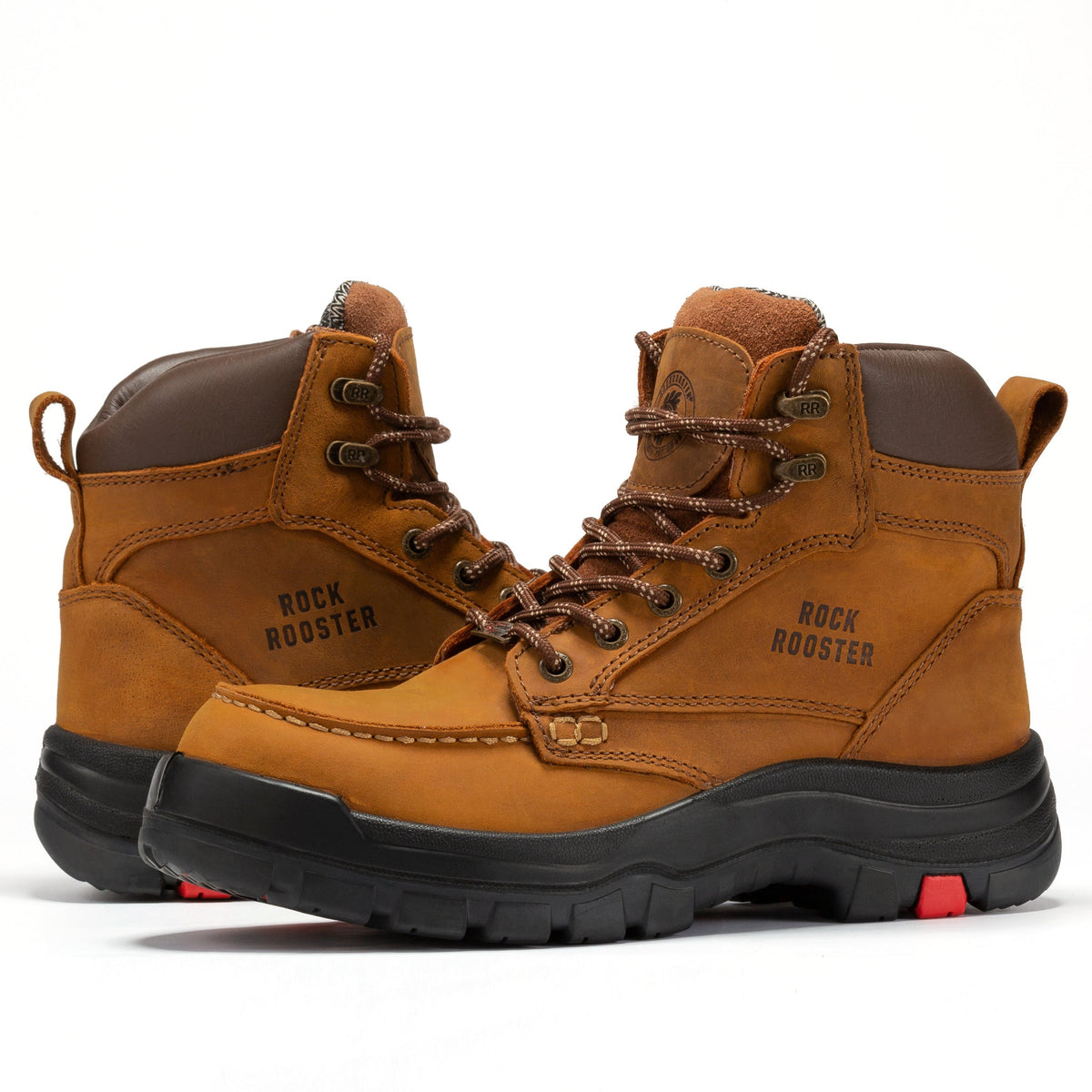 ROCKROOSTER Zumbro 6 inch Wide Steel Toe, Rubber Outsole, EH Protection,, ASTM 2413, Work Boots AK370 – sole view