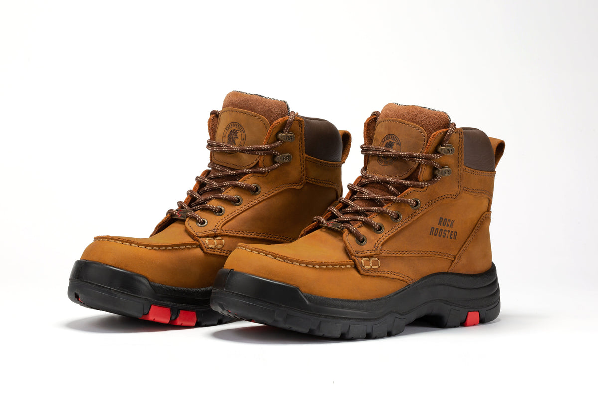 ROCKROOSTER Zumbro 6 inch Wide Steel Toe, Rubber Outsole, EH Protection,, ASTM 2413, Work Boots AK370 – sole view