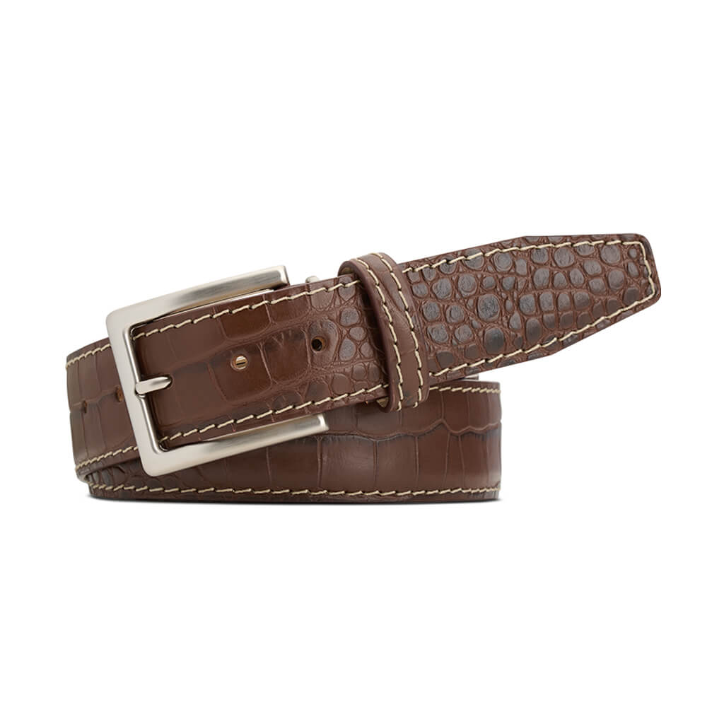 Brown Mock Croc Leather Belt