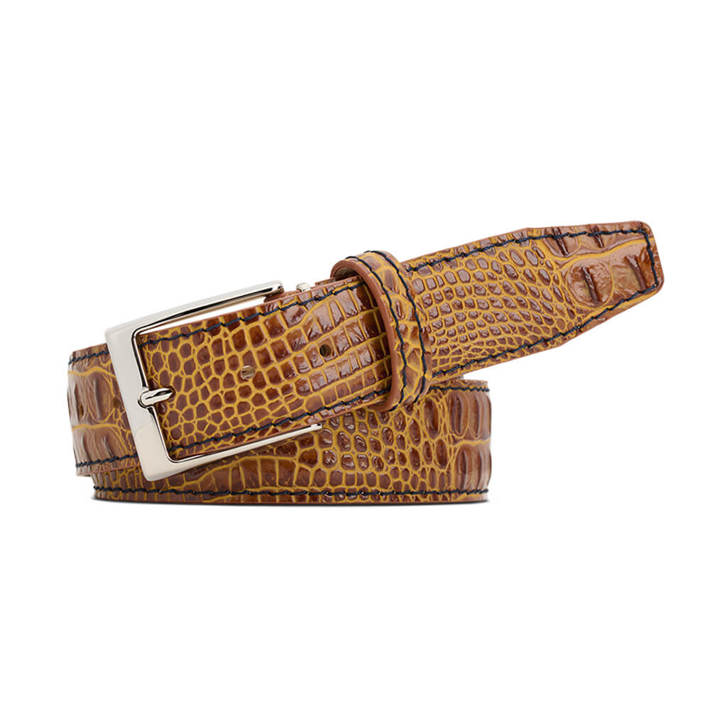 Gold Mock Croc Leather Belt